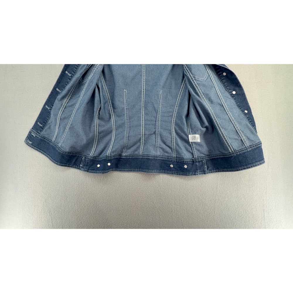 Coldwater Creek Womens Petite P6 Blue Short Sleeve Denim Jacket Button Front